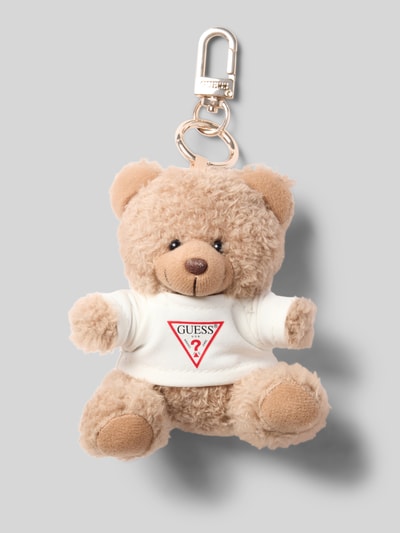 Produktfoto, Anhänger mit Logo-Print Modell 'Bear' von GUESS in Bären-Form mit Schlüsselring, beige Plüsch-Optik, Damen Anhänger