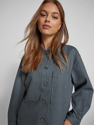 Tom Tailor Boxy fit overshirt met visgraatlook Antraciet - 3