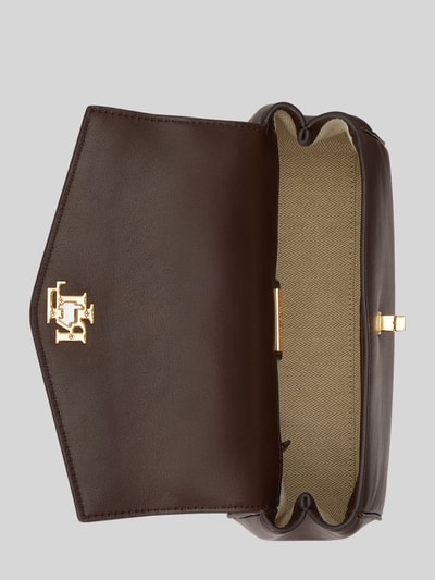 Lauren Ralph Lauren Torba na ramię z naturalnej skóry z odpinanym paskiem na ramię Ciemnobrązowy 4