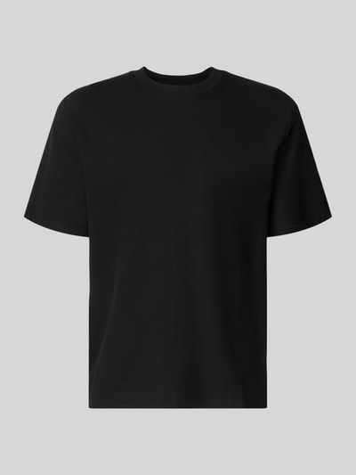 Produktfoto, T-Shirt mit Stehkragen Modell 'AUSTIN' von Jack & Jones, schwarz, gerader Schnitt, elastischer Baumwoll-Mix, glatte Textur