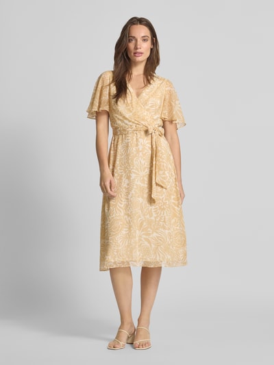 Lauren Ralph Lauren Knielange wikkeljurk met V-hals, model 'FILSEE' Zand - 4