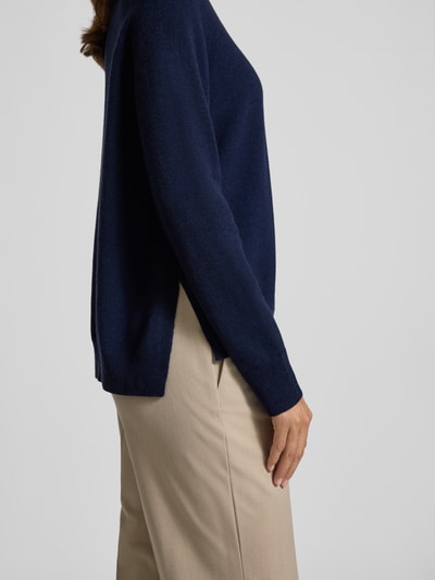 0039 Italy Gebreide pullover van kasjmiermix met raglanmouwen, model 'NIKITA' Donkerblauw - 3