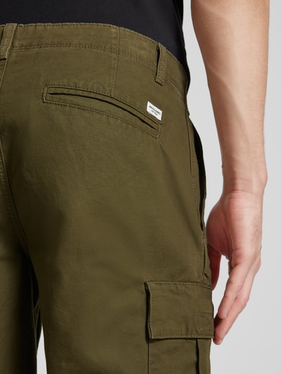 Jack & Jones Regular fit korte cargobroek met riemlussen, model 'COLE' Olijfgroen - 3