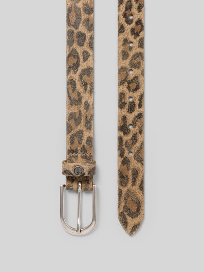 Produktfoto, Gürtel aus echtem Leder von Tamaris mit Optik:Allover-Muster und Animal-Print, silberne Dornschließe, Material: Leder