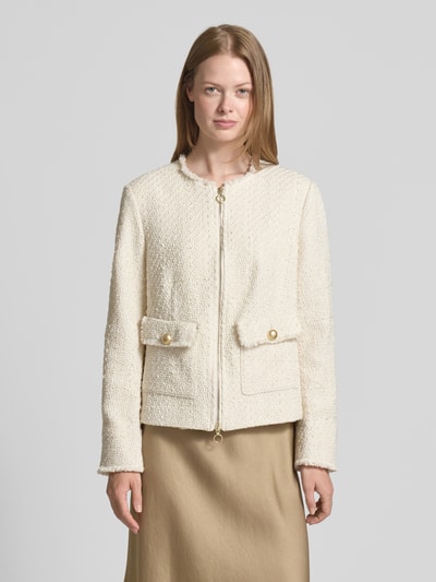 WHITE LABEL Blazer in Bouclé-Optik mit Rundhalsausschnitt Ecru 4