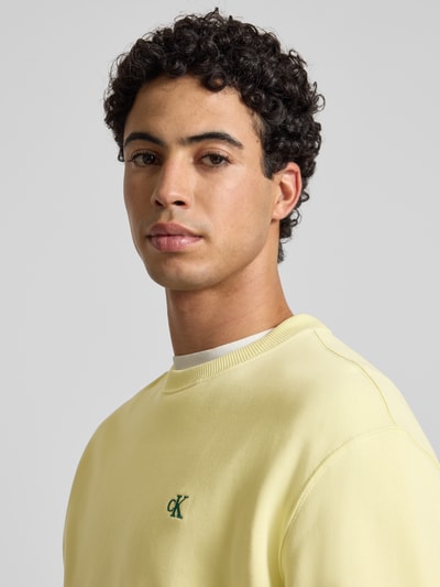 Calvin Klein Jeans Sweatshirt van puur katoen Lichtgeel - 3