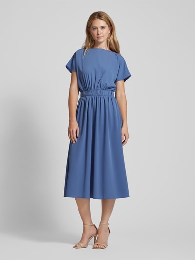 Vila Midikleid mit elastischem Taillenband Modell 'Mathilde' Rauchblau 4