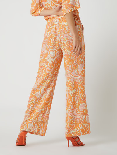 Jake*s Casual Wide Leg Stoffhose mit Allover-Muster Apricot 6