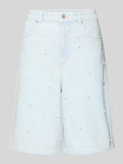 Produktfoto, Bermudas in Denim-Optik mit Perlen von Jake*s Casual, hellblau, reine Baumwolle, relaxed Fit, Perlen, strukturierte Oberfläche