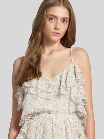 Gina Tricot Regular Fit Blusentop mit Volants Ecru 3