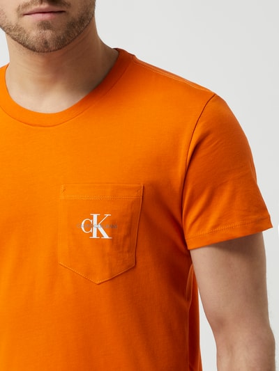 Calvin Klein Jeans T-shirt van biologisch katoen Donkeroranje - 3