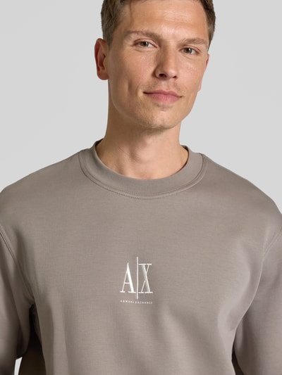 Armani Exchange Sweatshirt mit Label-Stitching Taupe 3