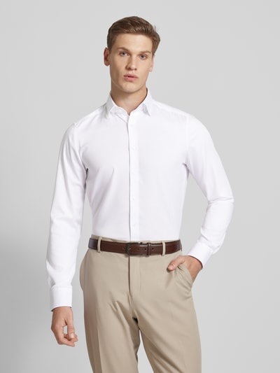 OLYMP Level Five Slim Fit Businesshemd aus Uni Struktur Weiss 4