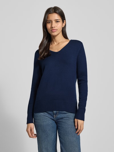 Christian Berg Woman Strickpullover aus Viskose-Mix mit V-Ausschnitt Dunkelblau 4