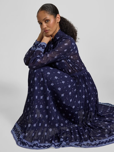 Self-Portrait Midikleid mit Zierschleife Marine 3