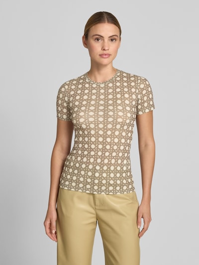 Nanushka Slim Fit T-Shirt mit Rundhalsausschnitt Beige 4