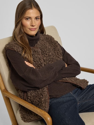 LOLLYS LAUNDRY Gilet van teddybont met steekzakken, model 'Vada' Chocoladebruin - 3
