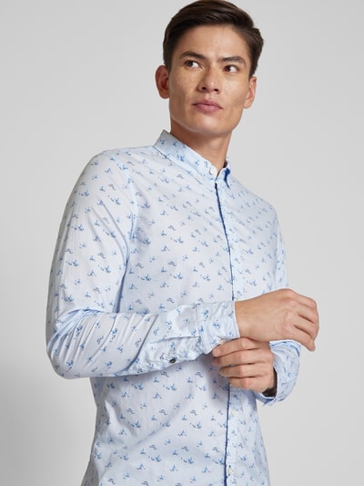 Scotch & Soda Slim Fit Freizeithemd mit Allover-Print Hellblau 3