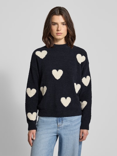 Jake*s Casual Sweter z dzianiny ze wzorem na całej powierzchni Ciemnoniebieski 4