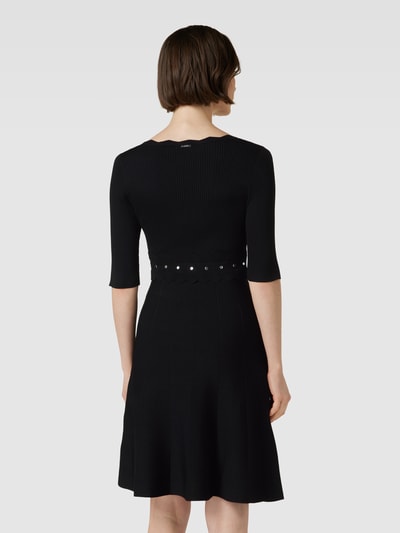 Liu Jo White Knielanges Kleid mit Strukturmuster Black 5