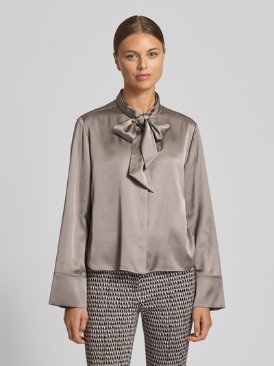 Marc Cain Regular Fit Schluppenbluse mit verdeckter Knopfleiste Taupe 4