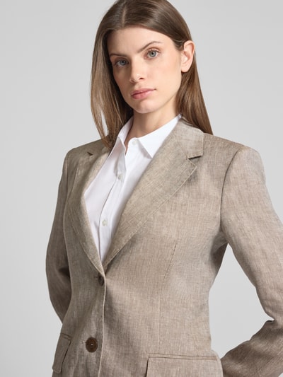 Max Mara Studio Slim Fit Blazer aus Leinen mit Pattentaschen Mud 3