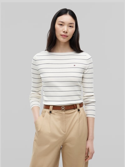 Tommy Hilfiger Sweter o kroju regular fit z mieszanki bawełny Biały 4
