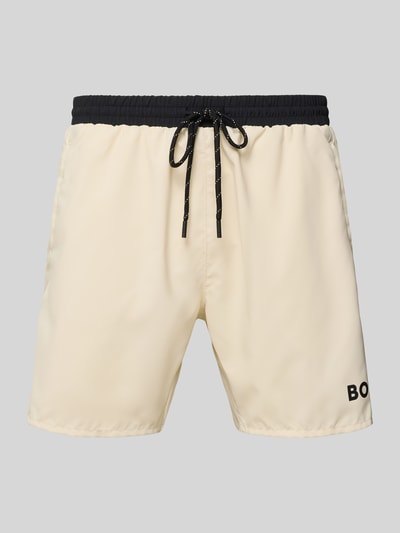 BOSS Badehose mit Paspelnaht in Kontrastfarbe Modell STARFISH' Beige 1