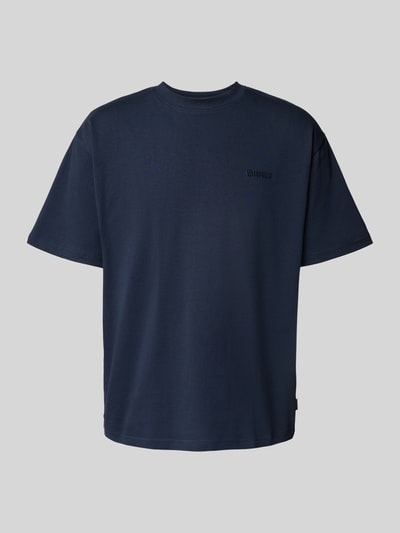 WOODBIRD T-shirt met labelstitching, model 'Baine' Marineblauw - 2