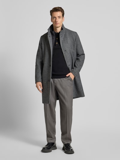SELECTED HOMME Regular fit lange wollen jas met gewatteerde inzet, model 'RAINAR' Antraciet - 1