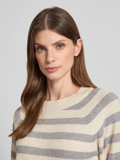 Vero Moda Regular fit gebreide pullover met raglanmouwen, model 'DOFFY' Ecru - 3