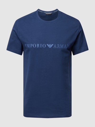 Emporio Armani T-Shirt mit Label-Print Modell 'TERRY' Dunkelblau 2