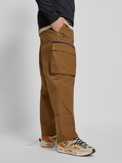 Under Armour Straight leg geruite broek met elastische band, model 'Unstoppable' Cognac - 3