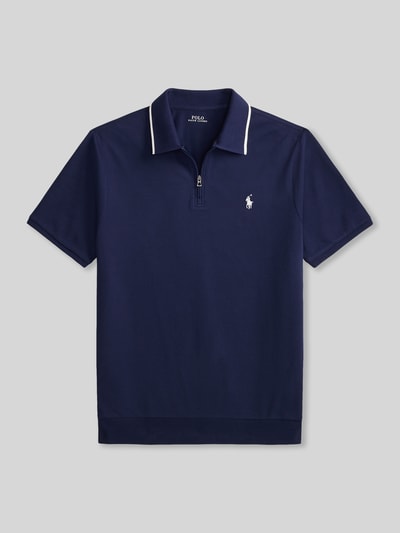 Polo Ralph Lauren regular fit poloshirt van katoenmix met ritssluiting Marineblauw - 2