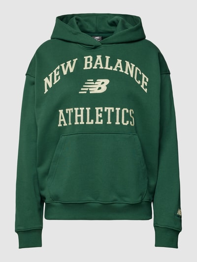 New Balance Bluza z kapturem o kroju oversized z wyhaftowanym logo Ciemnozielony 2