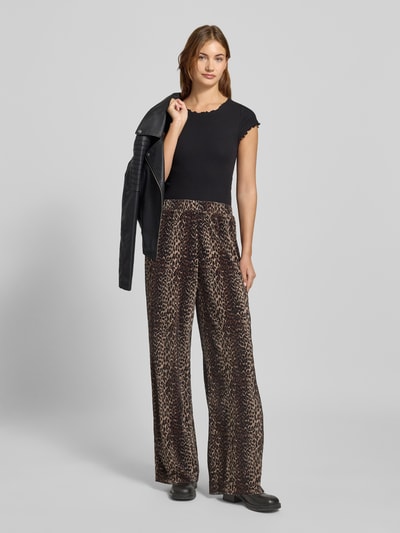 Pieces Wijde broek van crêpe afwerking, model 'FLORA' Zand - 1