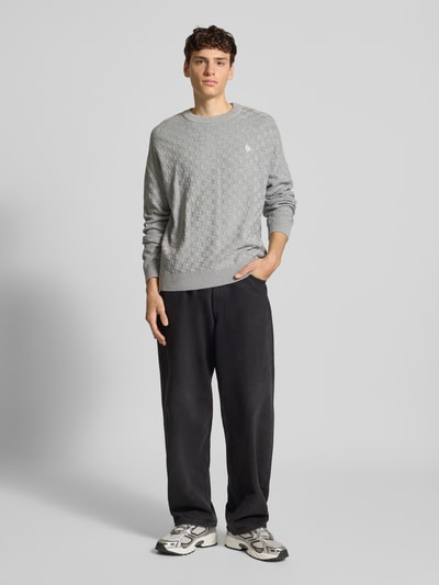 REVIEW Regular fit pullover in gebreide look Lichtgrijs gemêleerd - 1