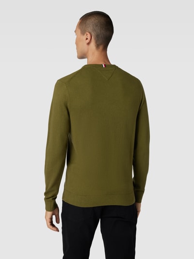 Tommy Hilfiger Strickpullover mit V-Ausschnitt Modell 'PIMA' Oliv 5