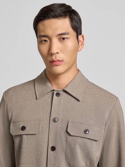 Matinique Regular fit overhemdjack met kentkraag, model 'Damo' Taupe - 3