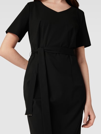 comma Knielanges Kleid mit Bindegürtel Black 3