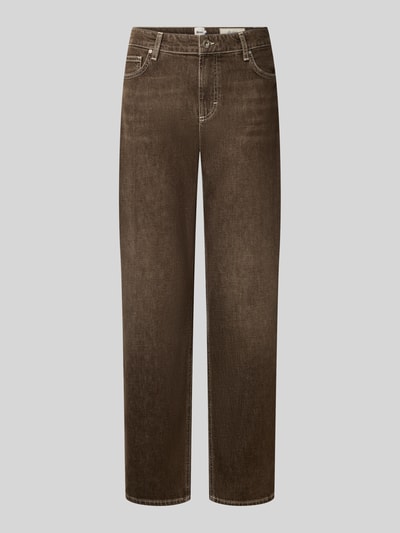 Produktfoto, braune Straight Fit Jeans aus Baumwoll-Mix Modell 'MADISON' von Brax, glatte Struktur, Damen Straight Fit Jeans von Brax