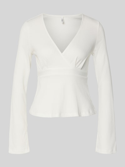 ONLY Regular Fit Langarmshirt in Wickel-Optik Modell 'PELLY' Offwhite 2