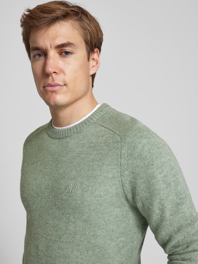 MCNEAL Strickpullover aus Lammwolle mit Label-Stitching Helltuerkis Melange 3