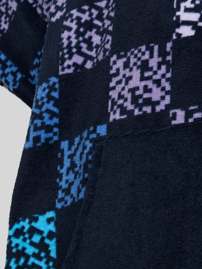 Productfoto, Regular Fit Hoody Towel met logo-patch van Quiksilver, katoen, kortemouwen, capuchon, kangoeroezak, blauw met paars pixelpatroon
