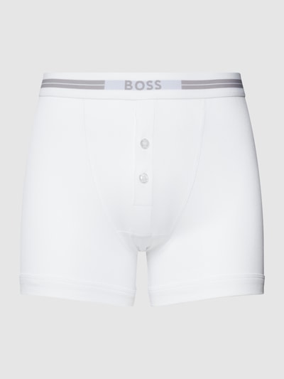 BOSS Boxershort met logo in band, model 'Trunk' Wit - 2