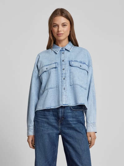 Weekend Max Mara Regular Fit Jeansbluse mit Umlegekragen Modell 'ZEMIRA' Hellblau 4