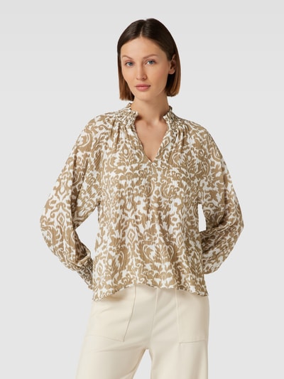 Neo Noir Blouse met smokdetails, model 'Stone' Camel - 4