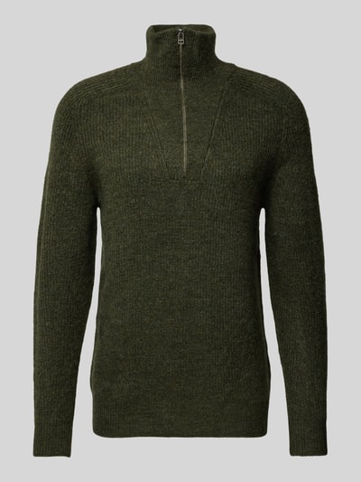 Casual Friday Strickpullover mit Troyer-Kragen Modell 'Kristian' Dunkelgruen Melange 2