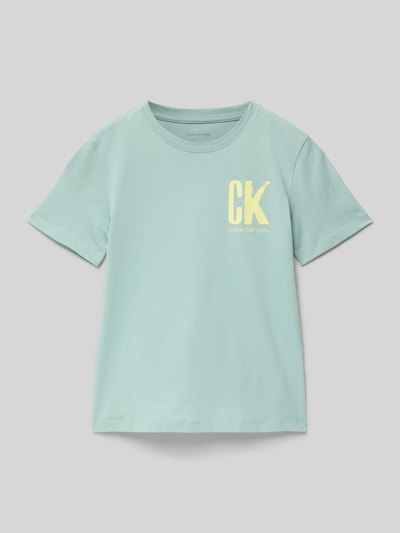 Calvin Klein Jeans T-shirt z nadrukiem z logo i okrągłym dekoltem Limonkowy 1