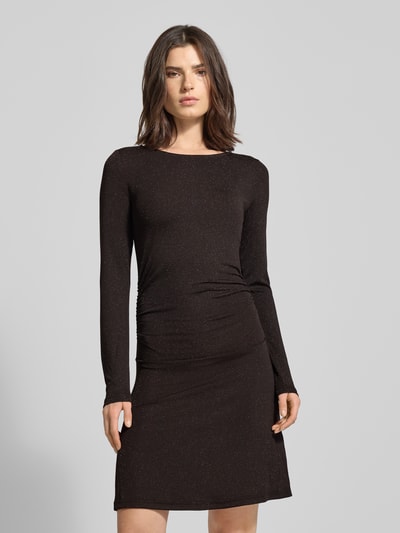 VERO MODA Sukienka o długości do kolan z efektowną przędzą model ‘KANVA’ Czekoladowy 4